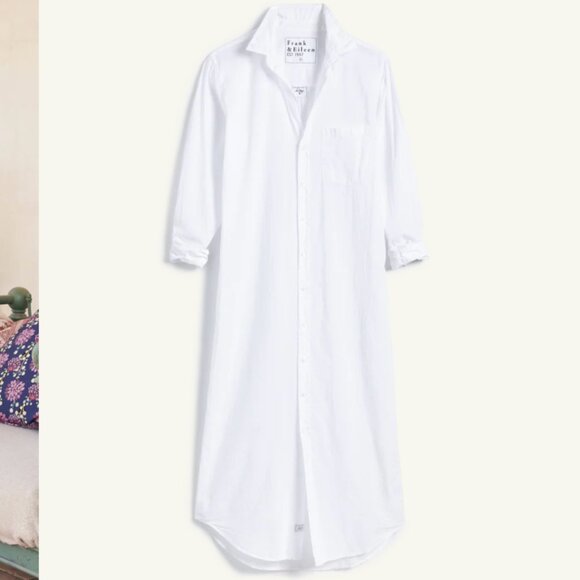 Frank & Eileen Rory Woven Long Dress White Lived in Linen sz S - Picture 1 of 8